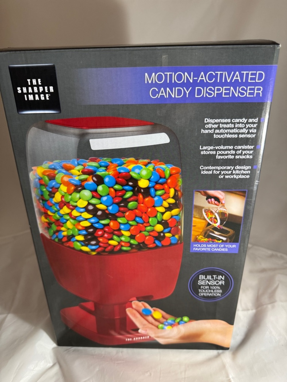 Sharper Image Motion-Activated Candy Dispenser - Red with Multicolor Candies